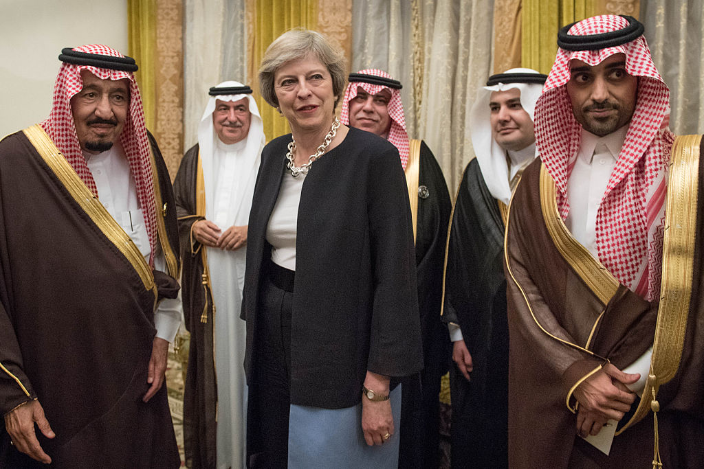 British Prime Minister Theresa May meets with Saudi leaders