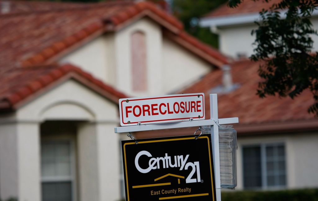 Foreclosure sign at a house.