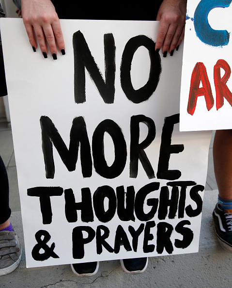 Protesters rally for gun control after the Parkland shooting.