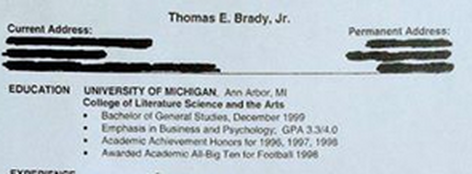 Tom Brady&#039;s old resume proves he was just as inexperienced as you were coming out of college