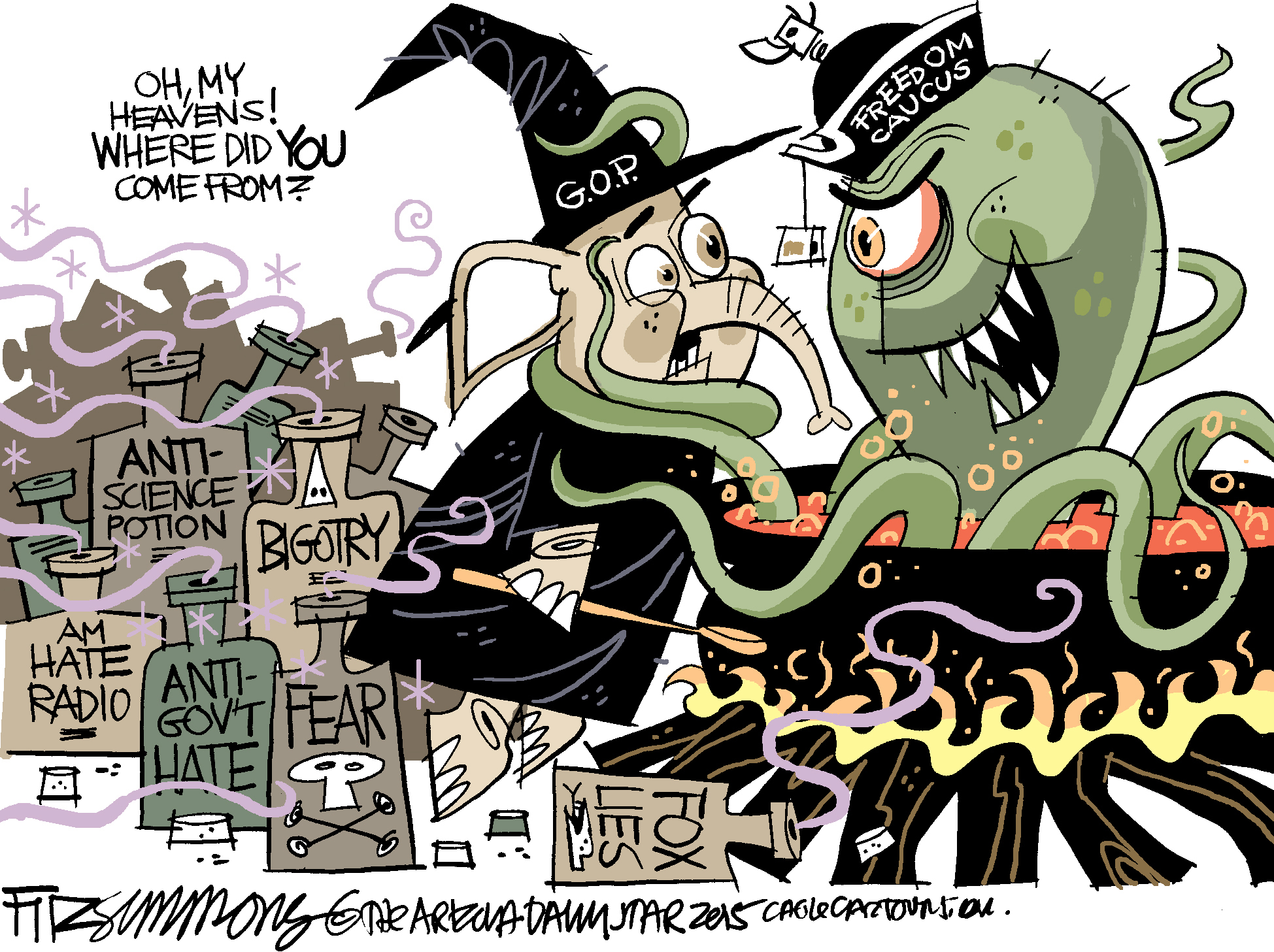 Political cartoon U.S. GOP Freedom Caucus Halloween
