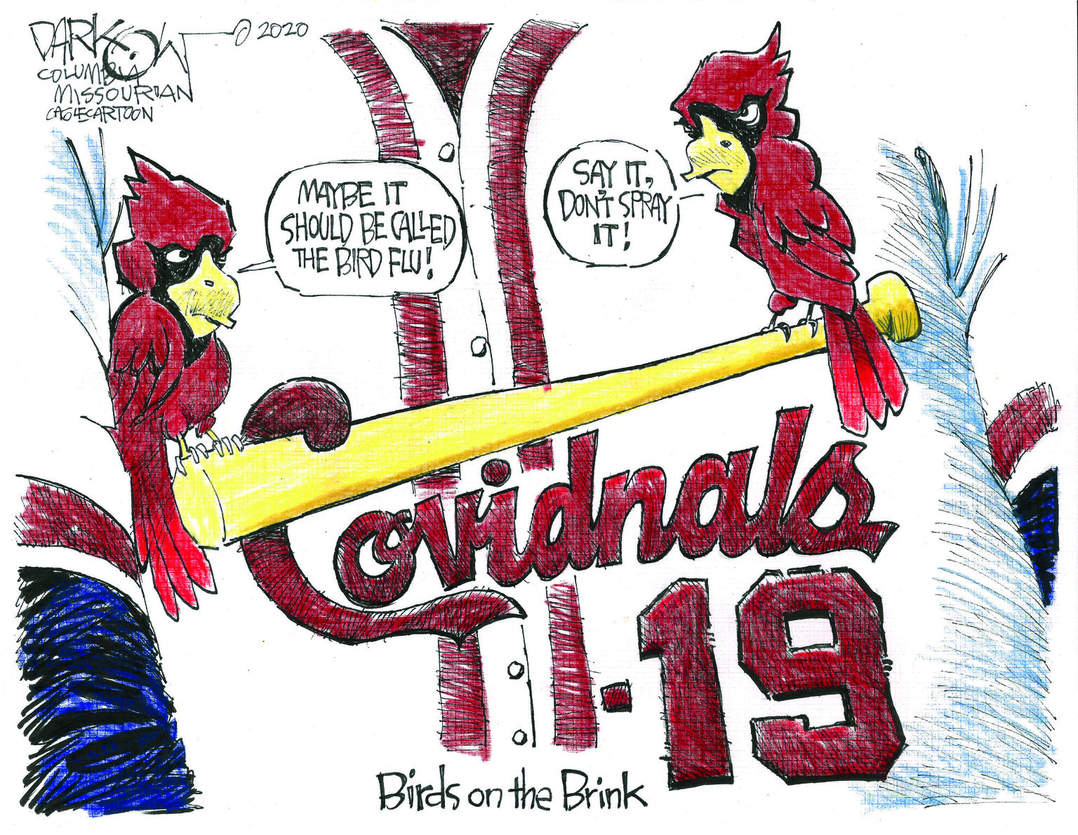 Editorial Cartoon U.S. MLB Baseball Coronavirus Infections COVID-19 St. Louis Cardinals