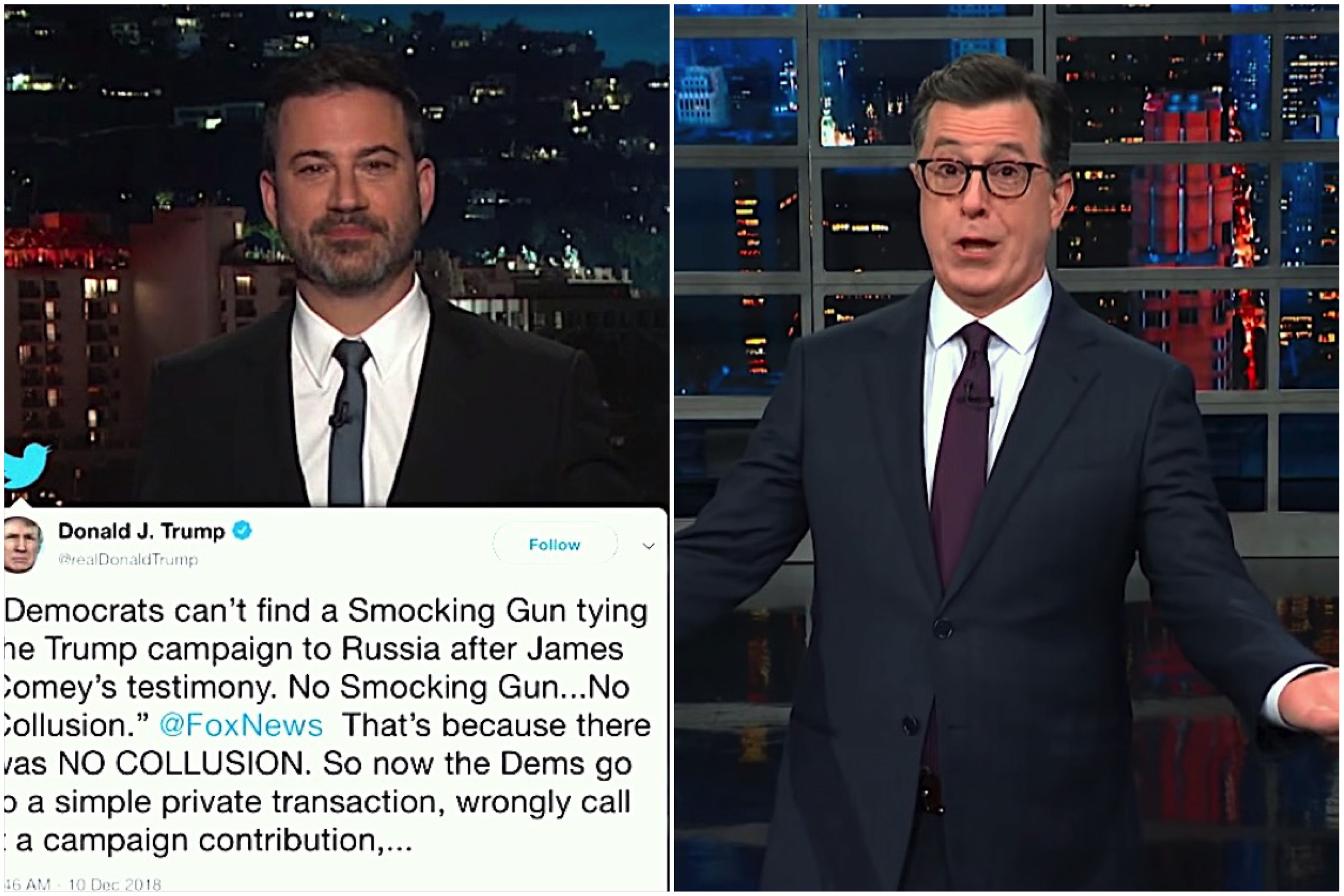 Jimmy Kimmel and Stephen Colbert on Trump&#039;s &quot;Smocking&quot; habit