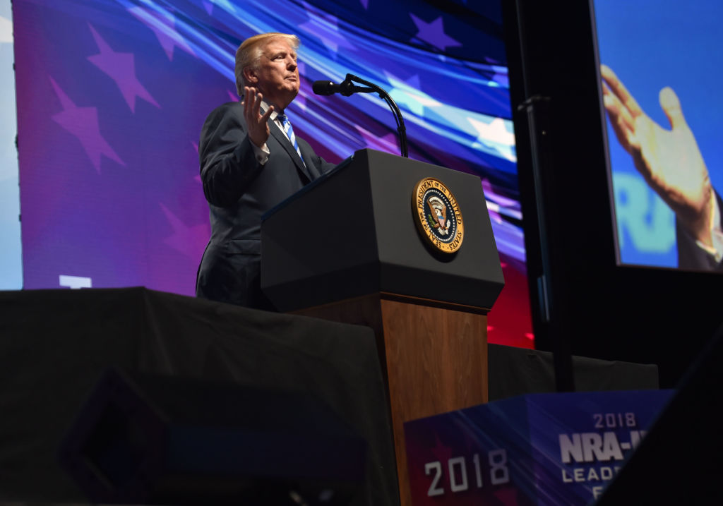 President Trump addresses the NRA.