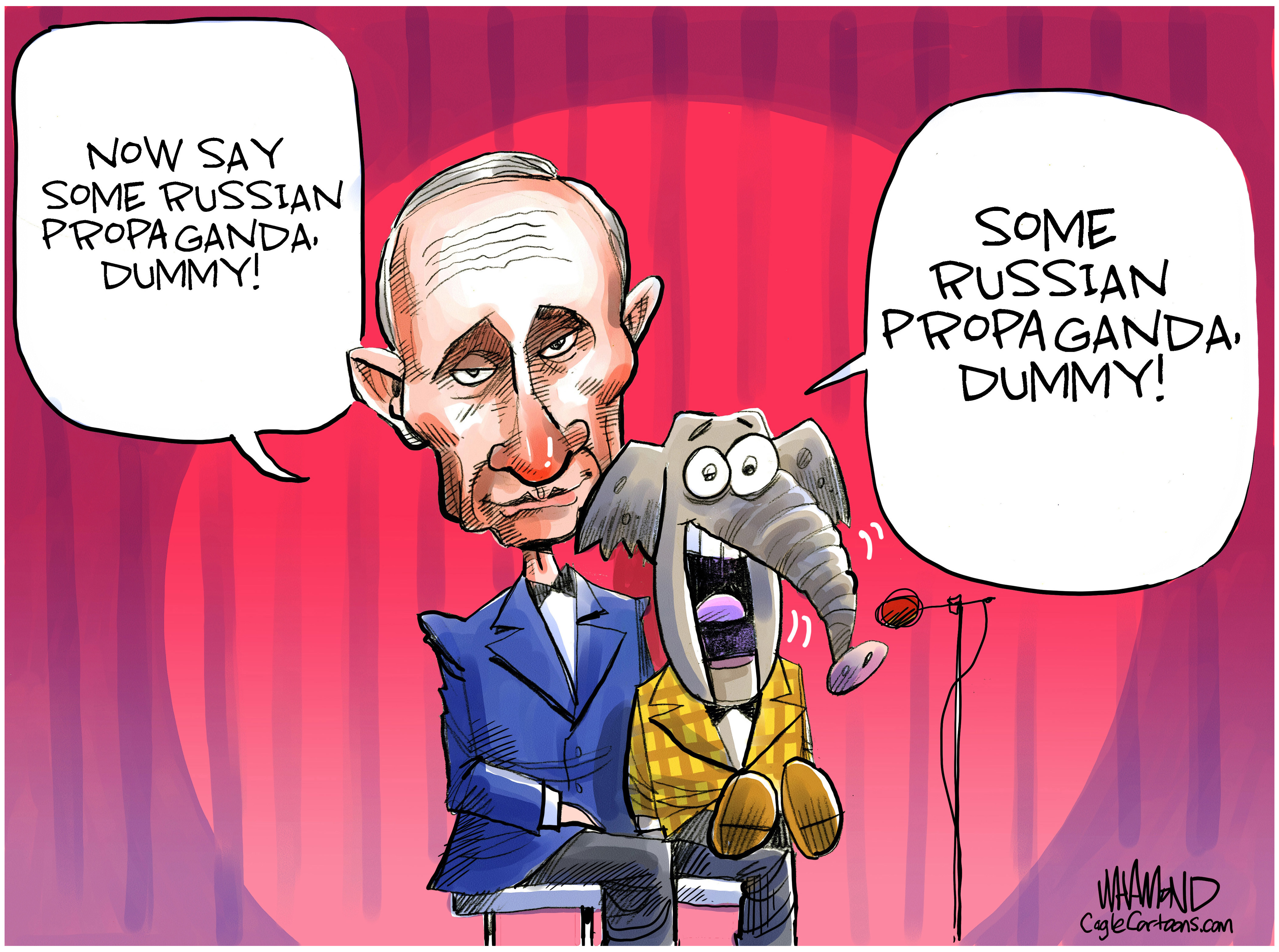 Political Cartoon U.S. Putin GOP Russian Propaganda Dummy