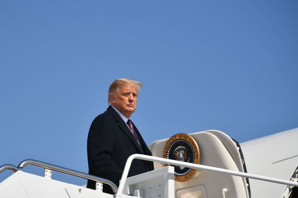 President Donald Trump makes his way to board Air Force One before departing from Andrews Air Force Base in Maryland on October 1, 2020.