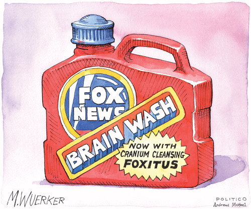 Political Cartoon U.S. fox news gop brainwash