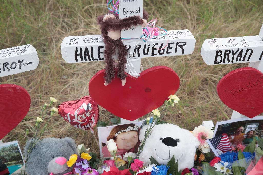 A memorial to a victim of the Texas church shooting