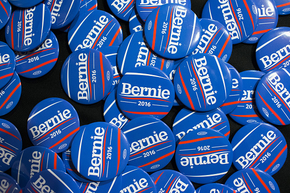 Bernie Sanders 2016 campaign buttons.