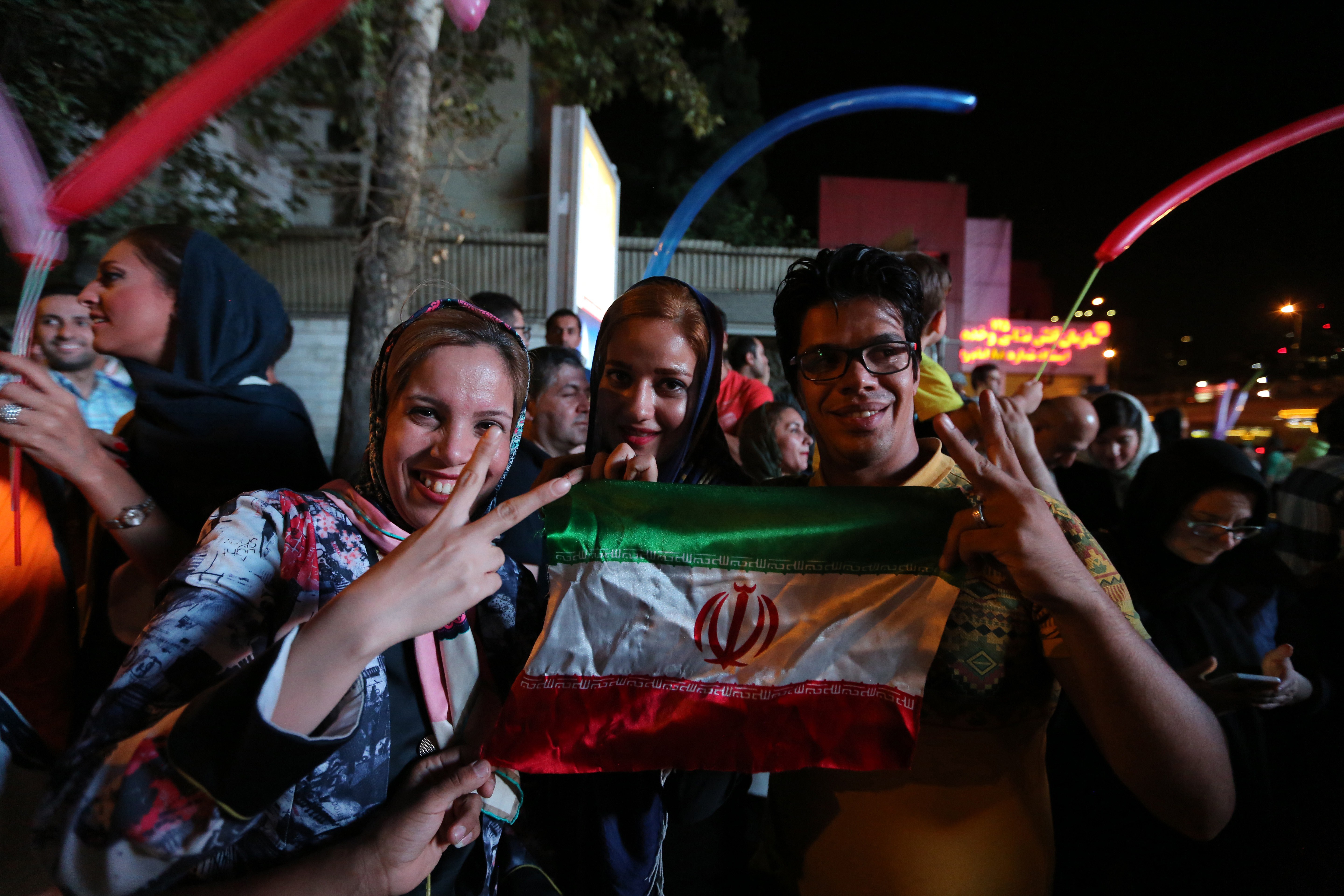 Iranians celebrate.