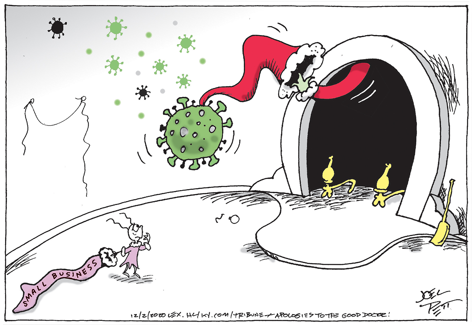 Editorial Cartoon U.S. COVID Christmas Grinch