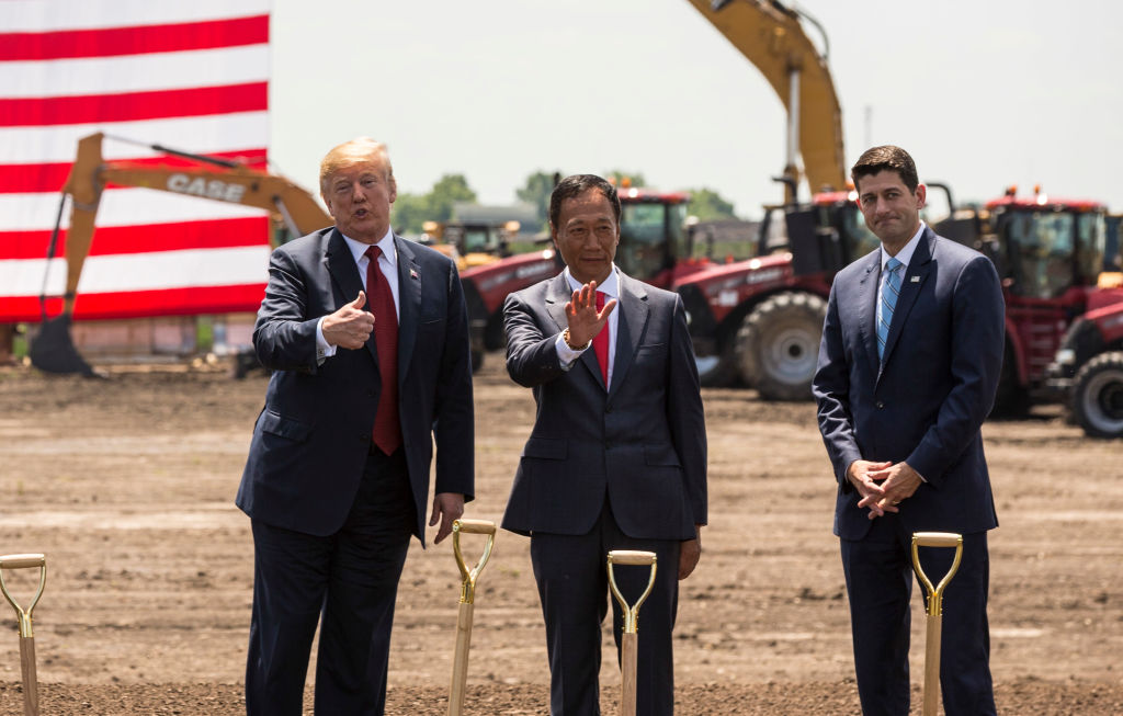 Trump and House Speaker Paul Ryan break ground on a Chinese factory in Wisconsin