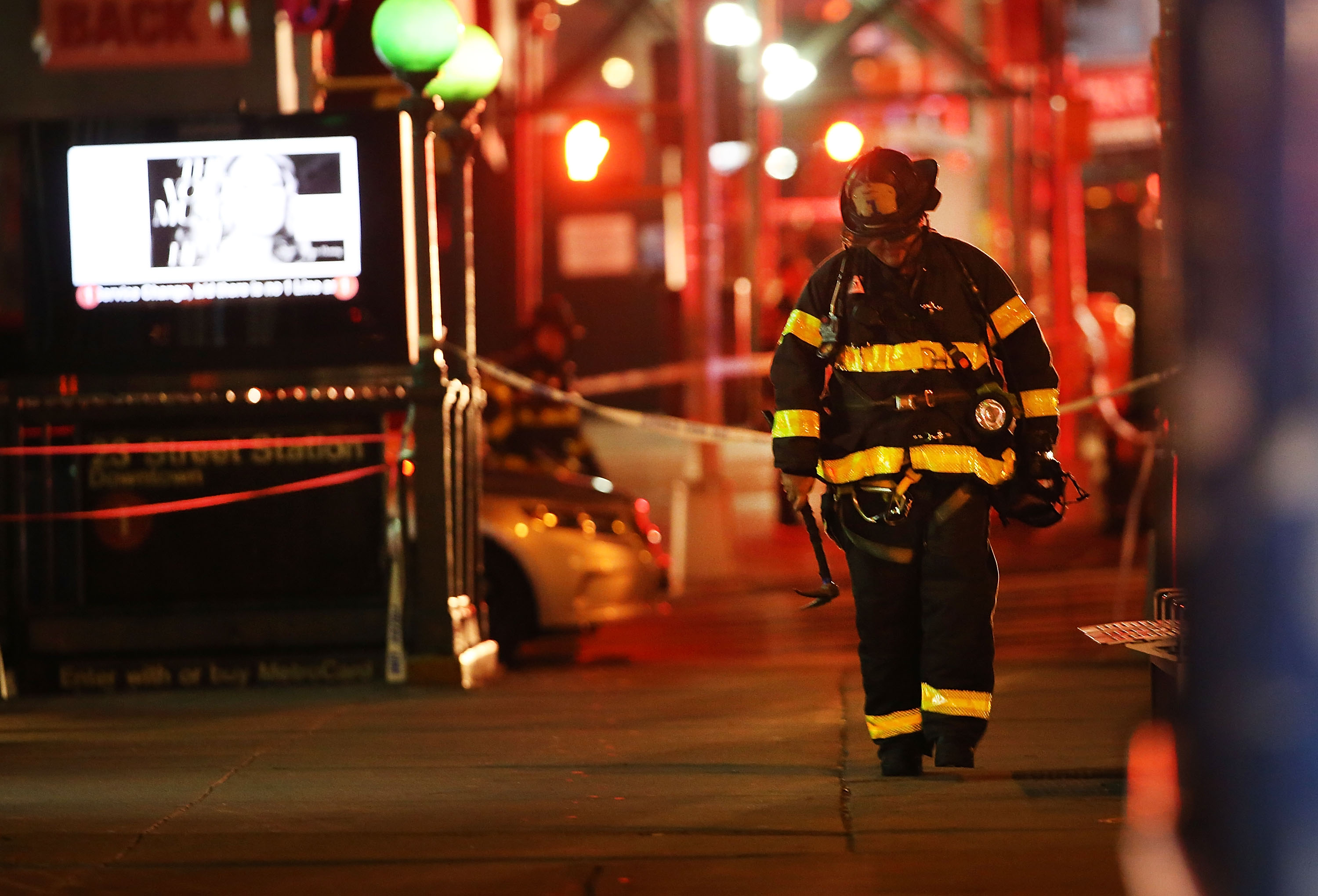 Emergency officials respond to a blast in New York City