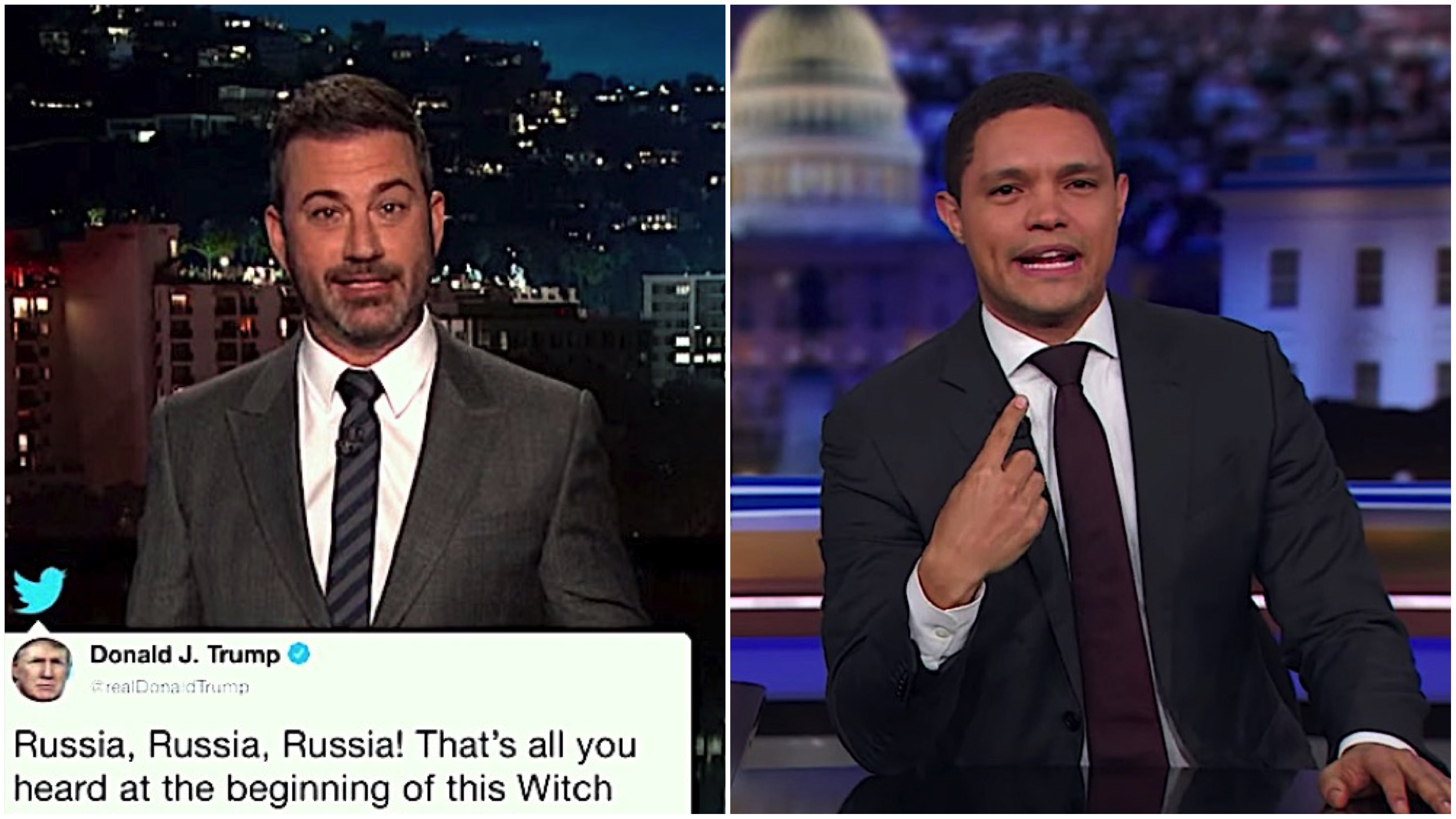 Jimmy Kimmel and Trevor Noah on Trump&#039;s Russia confusion