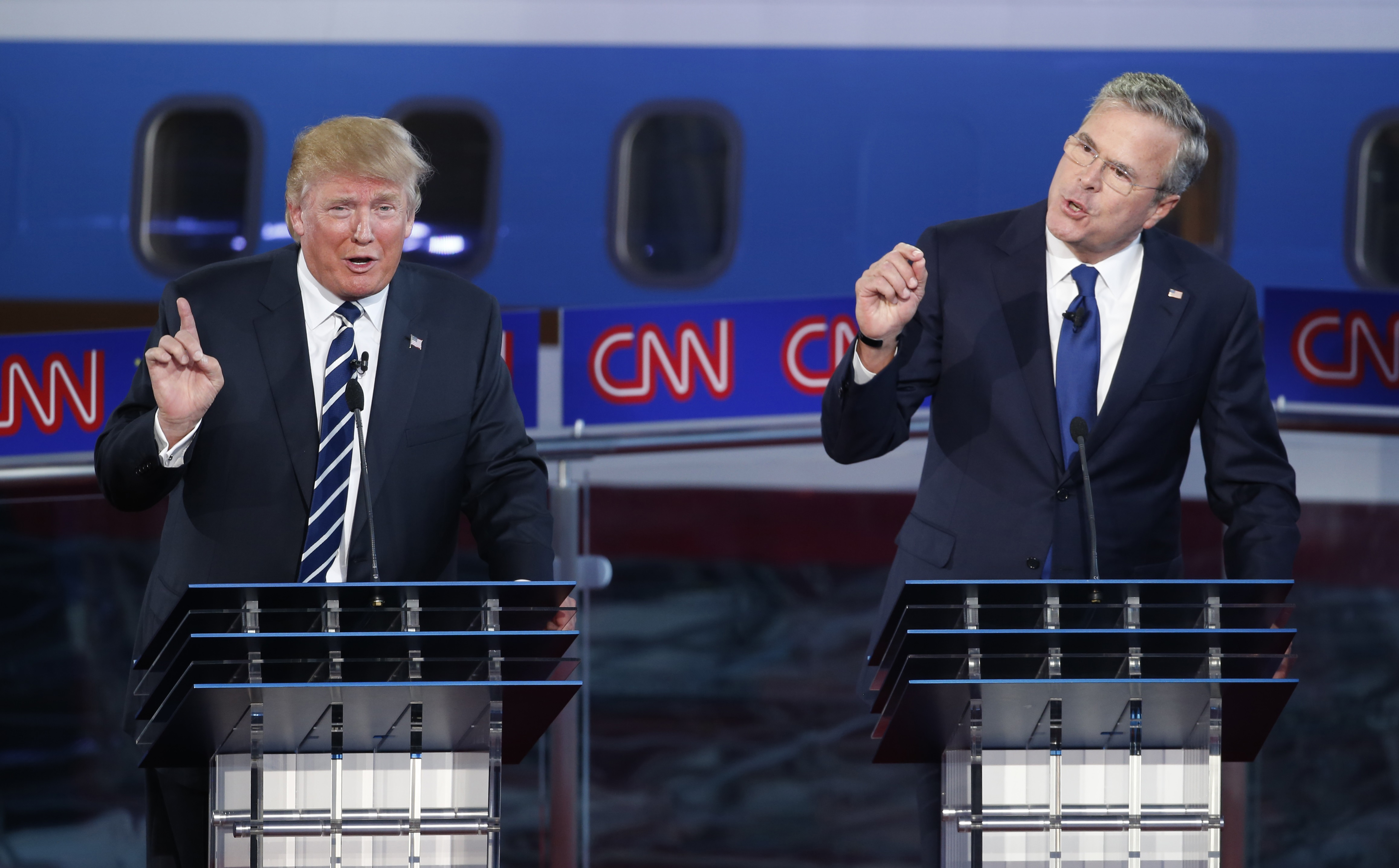 Donald Trump and Jeb Bush during the Republican debate