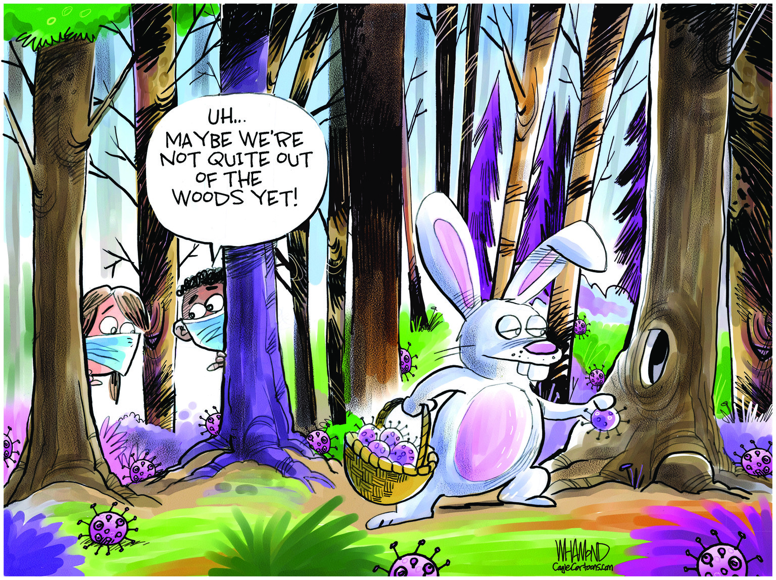 Editorial Cartoon U.S. easter covid not out of the woods