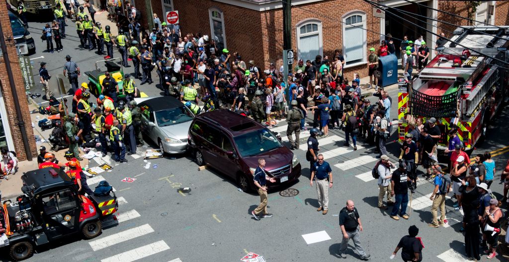 Car strikes crowd in Charlottesville protest