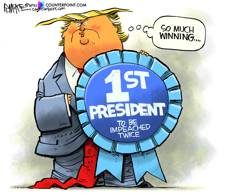 Political Cartoon U.S. Trump second impeachment