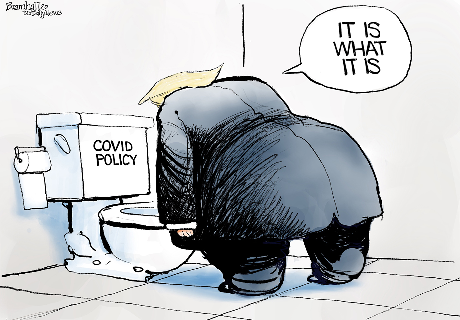 Political Cartoon U.S. Trump coronavirus Axios interview