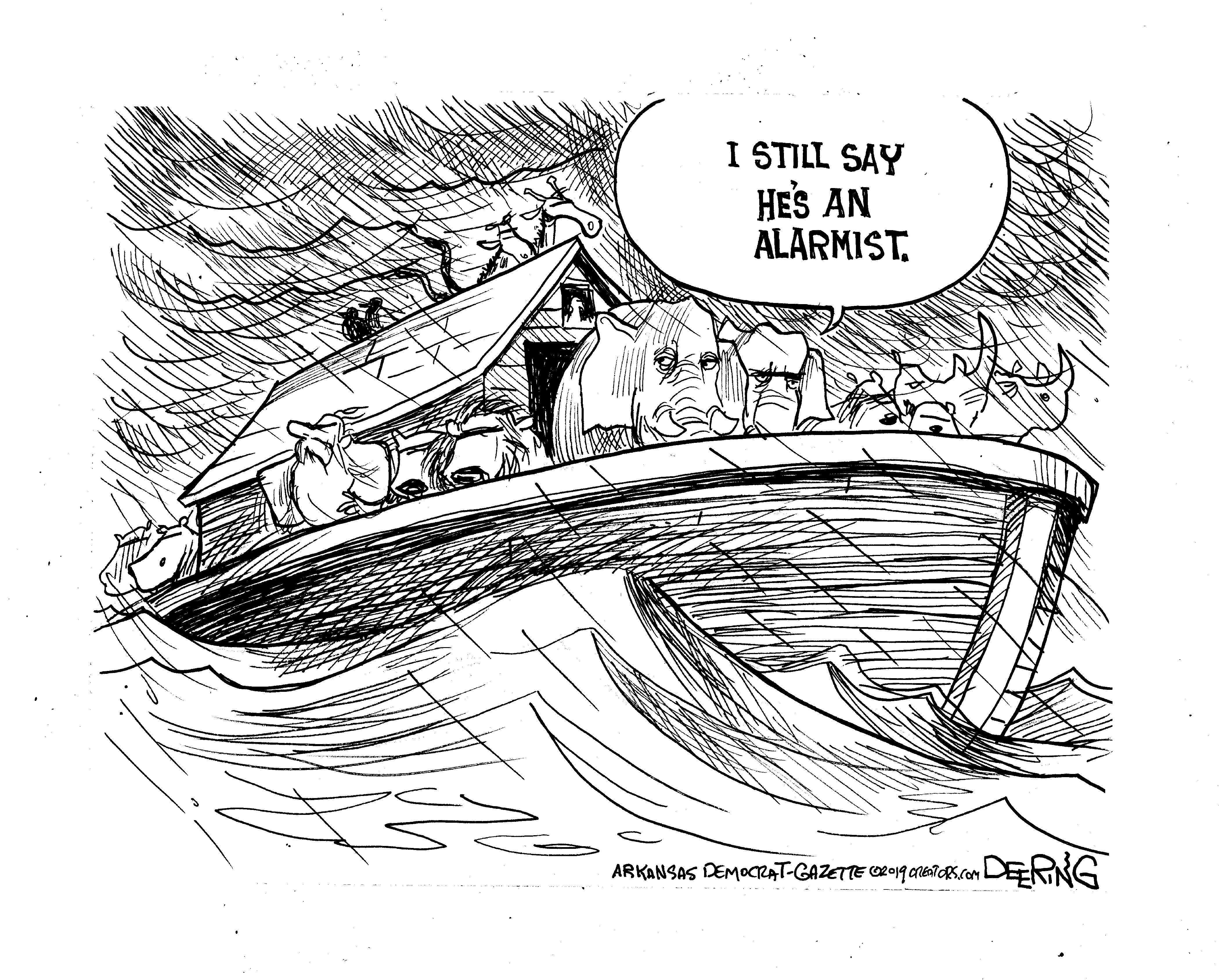 Editorial Cartoon . Noah's Ark Flood Climate Change Skeptics