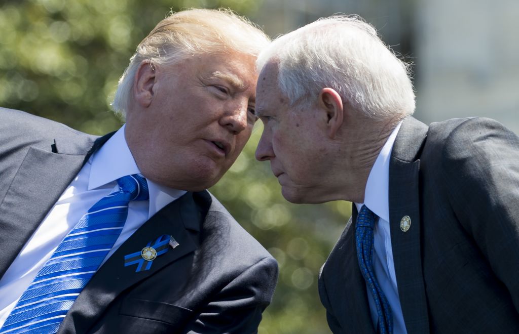 Trump and Attorney General Jeff Sessions, talking