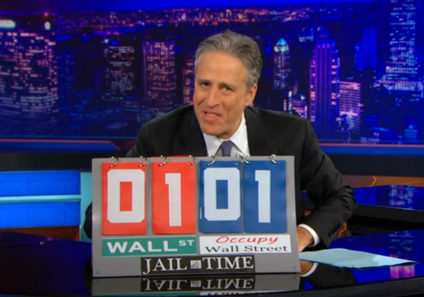 The Daily Show mockingly tallies the score in the War on (Occupy) Wall Street