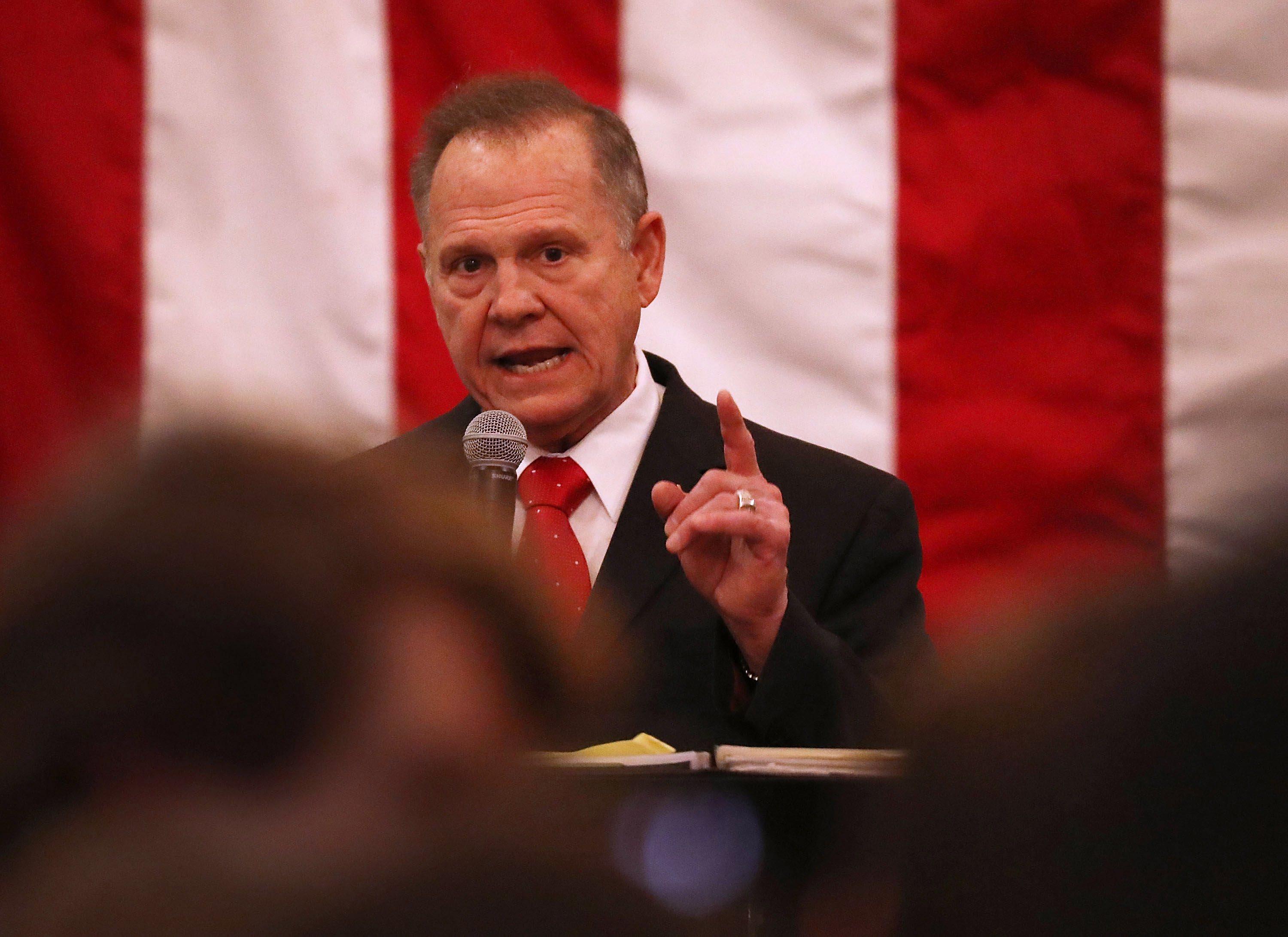 Roy Moore speaks at a campaign event in Alabama