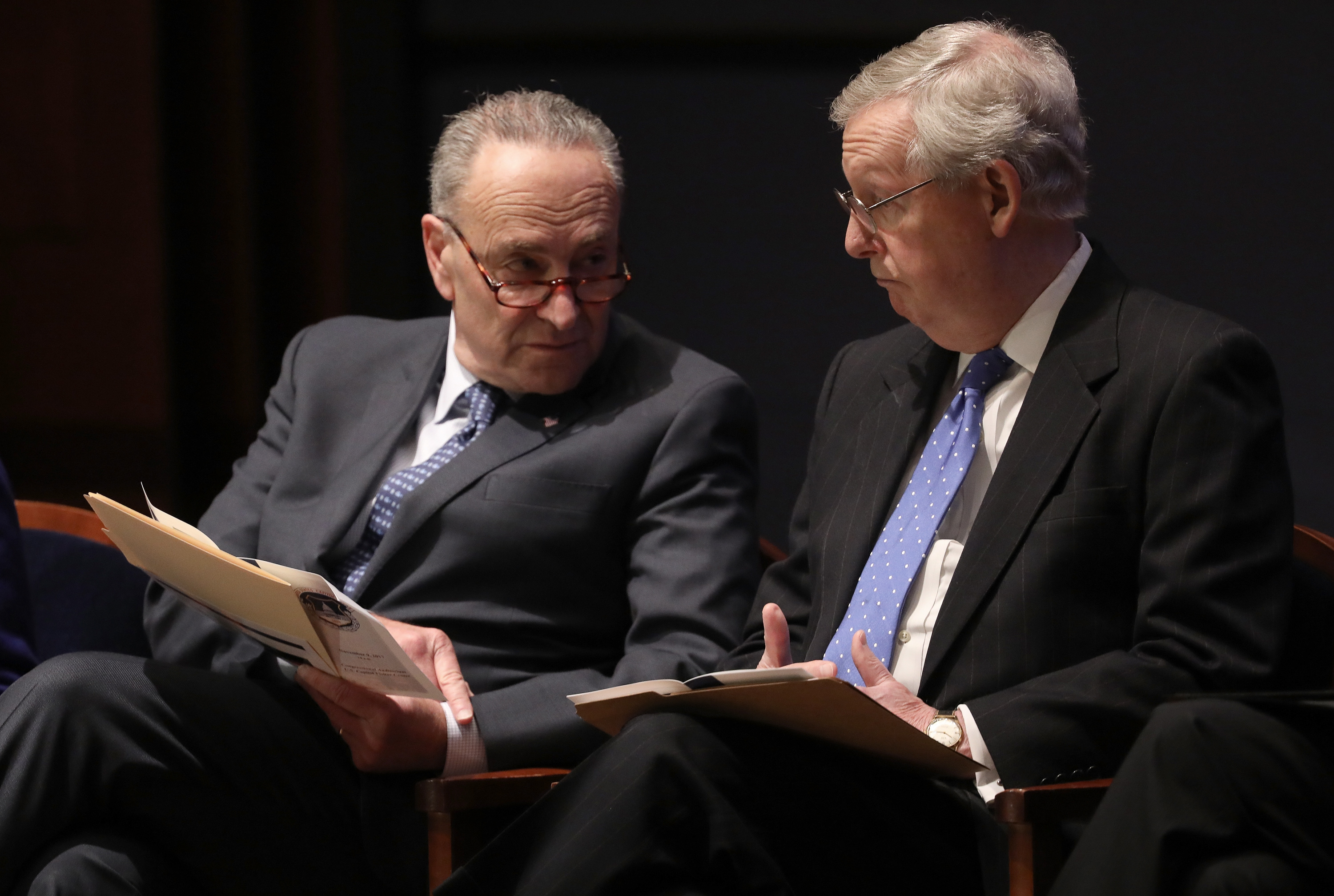 Chuck Schumer and Mitch McConnell chat