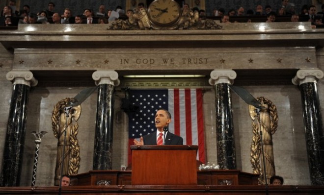 President Obama delivers his State of the Union address in 2010.