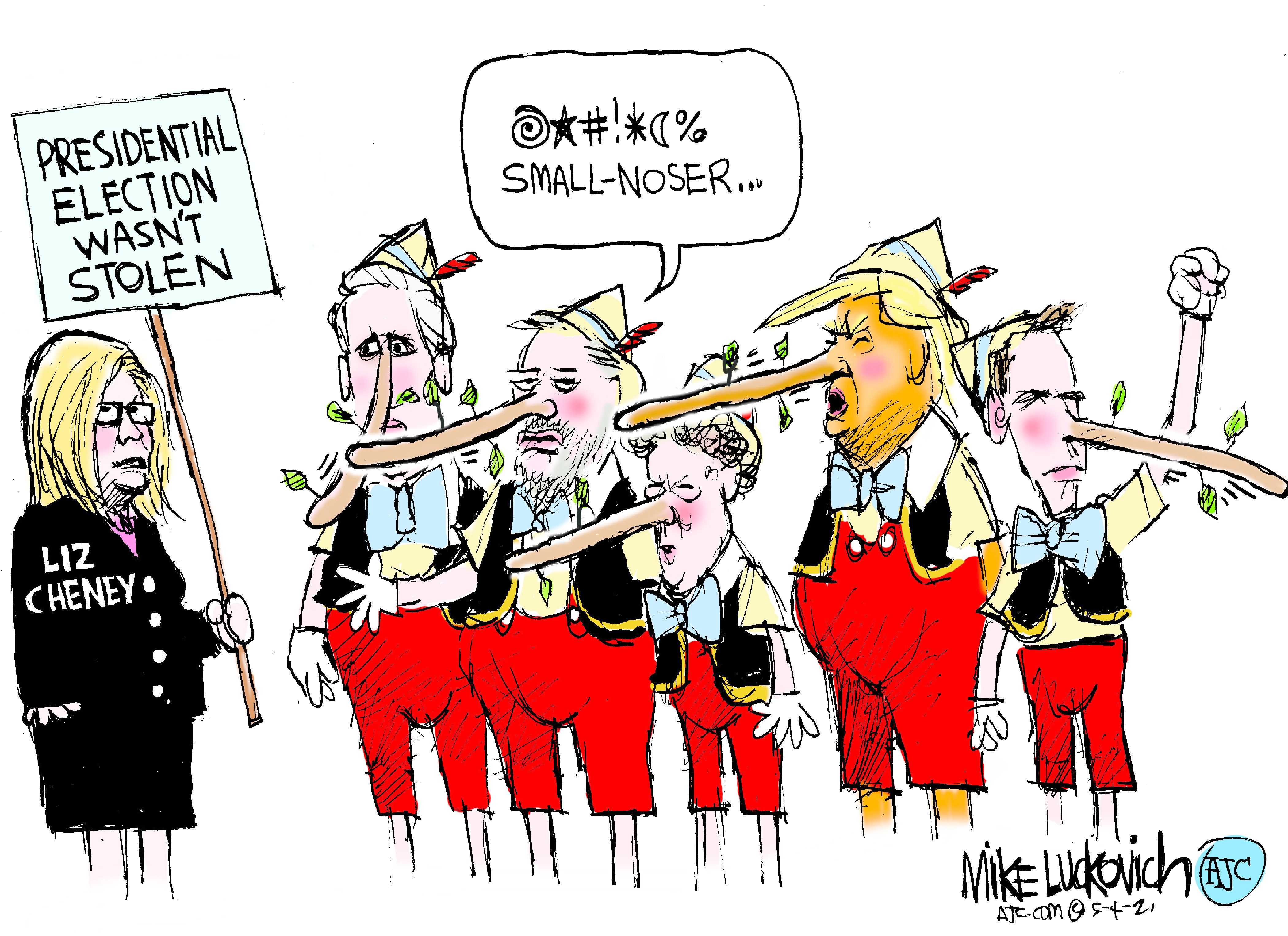 Political Cartoon U.S. liz cheney trump election lies gop