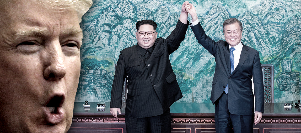 President Trump, Kim Jong Un and Moon Jae-in.