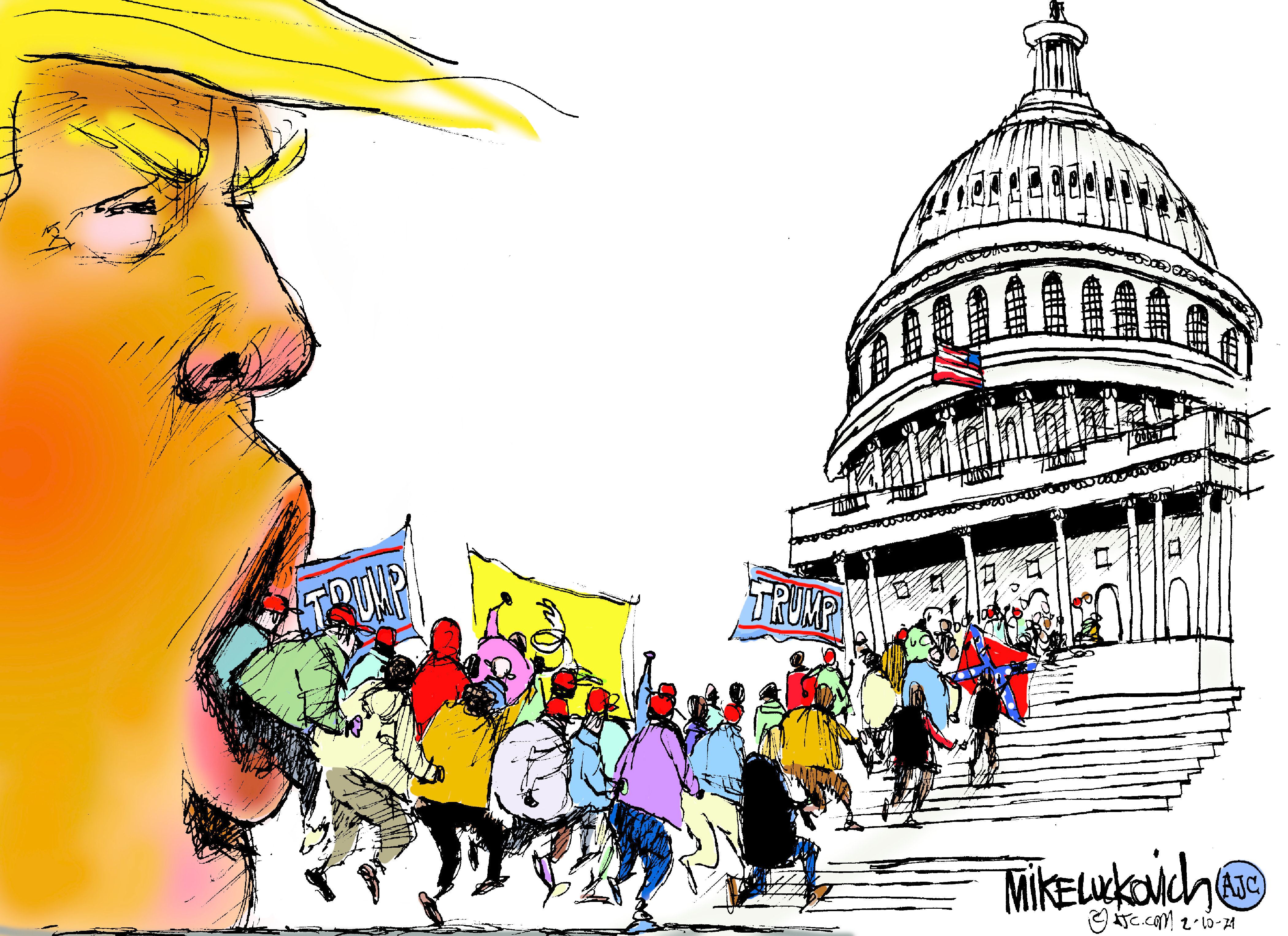 Political Cartoon U.S. trump capitol riot impeachment