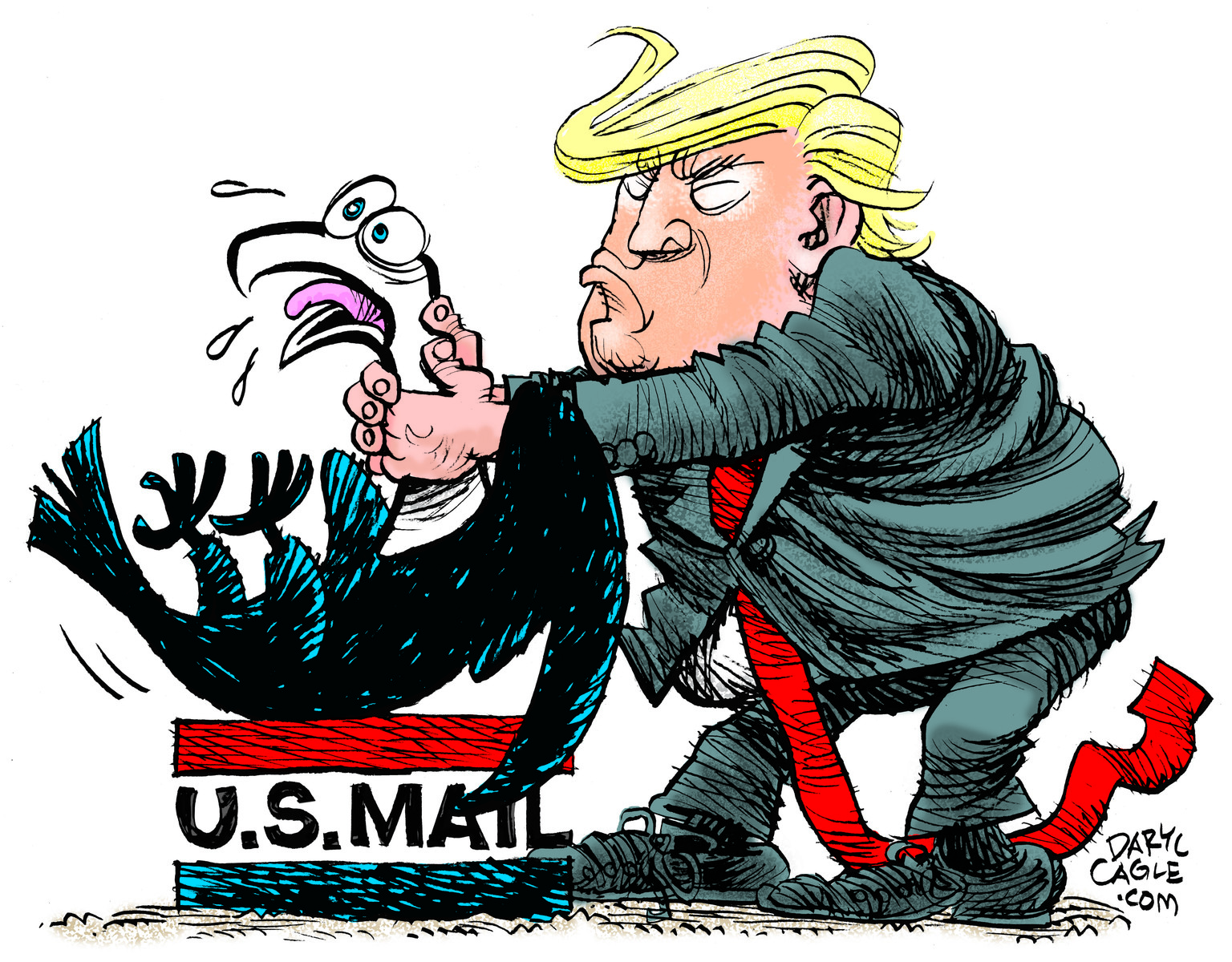 Political Cartoon U.S. President Trump Kills Postal Service USPS