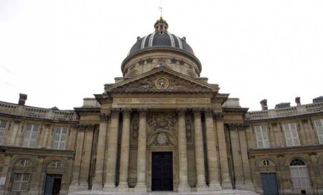 Outside view of the Institute de France building in Paris.