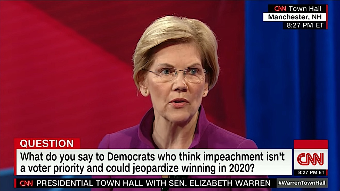 Elizabeth Warren pushes for impeaching Trump