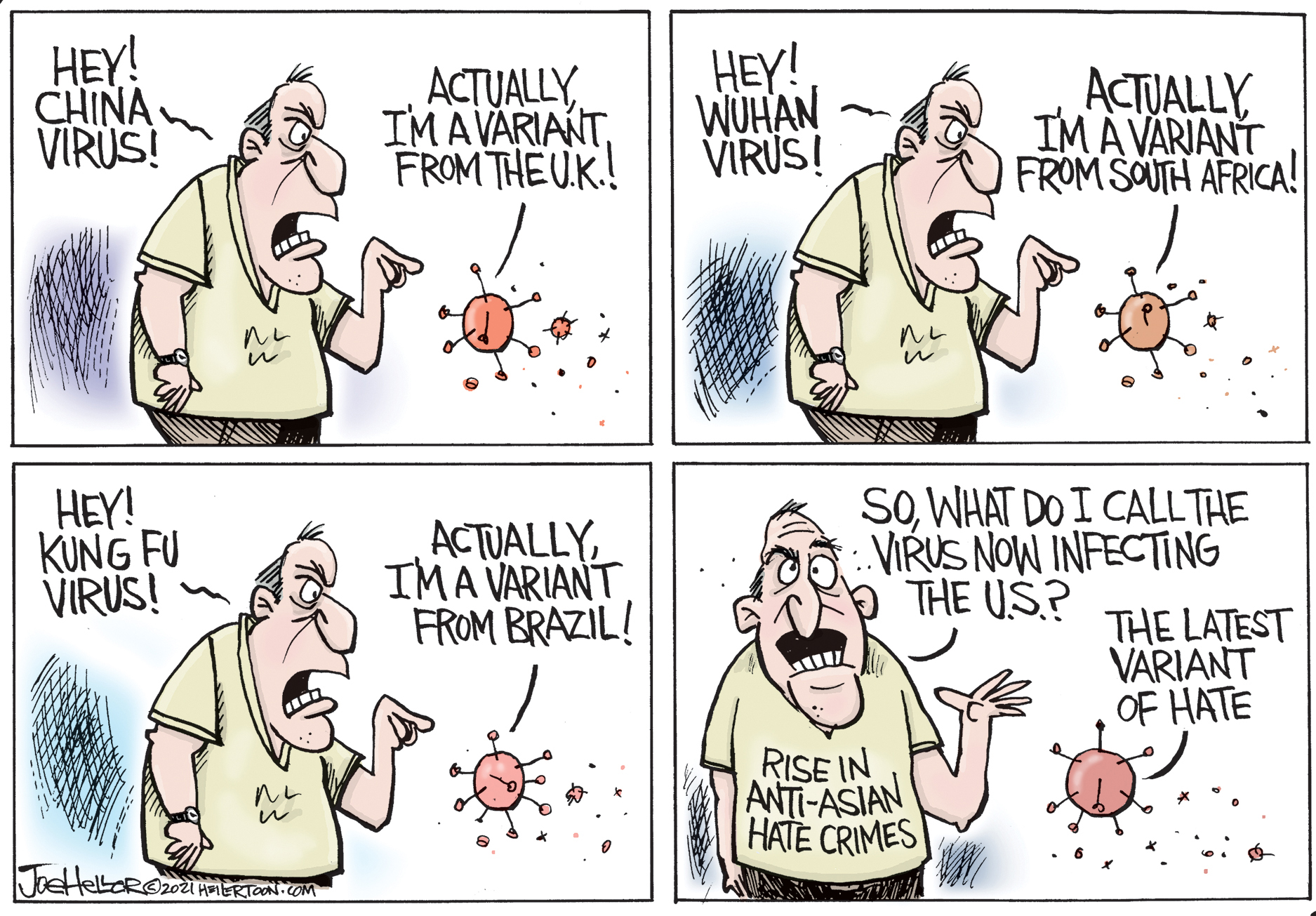Editorial Cartoon U.S. china hate virus variant