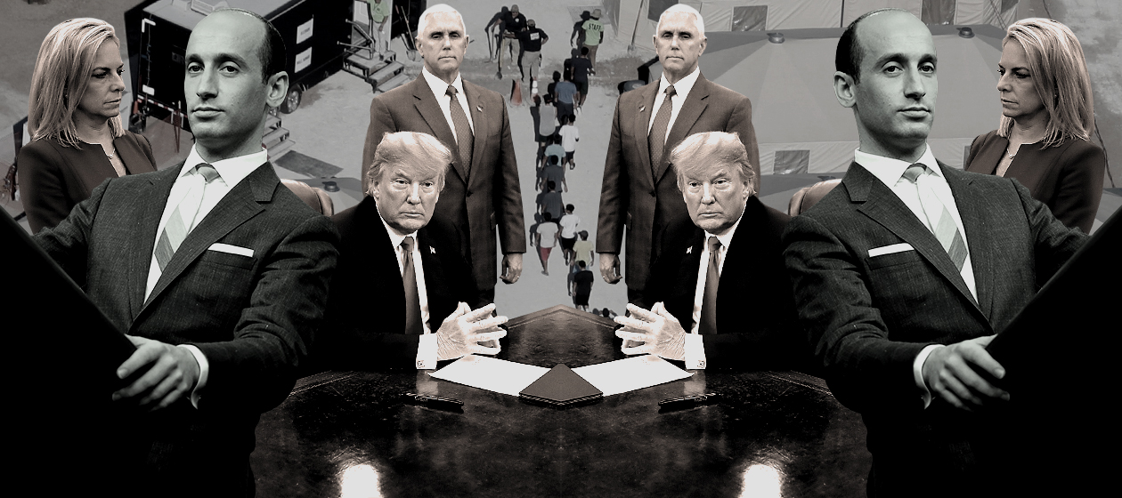 President Trump, Kirstjen Nielsen, Mike Pence, and Stephen Miller.
