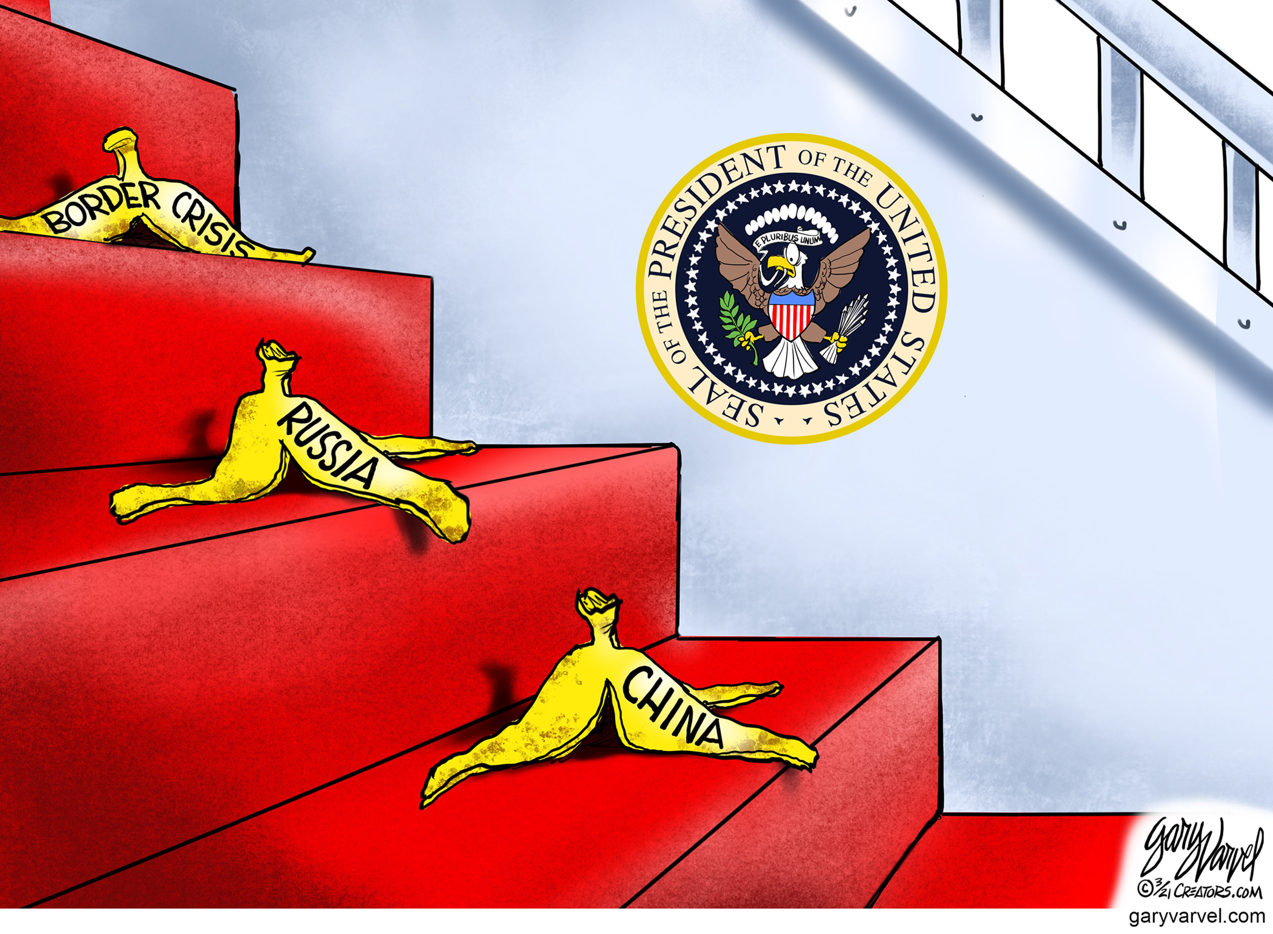Political Cartoon U.S. biden china russia migrant crisis