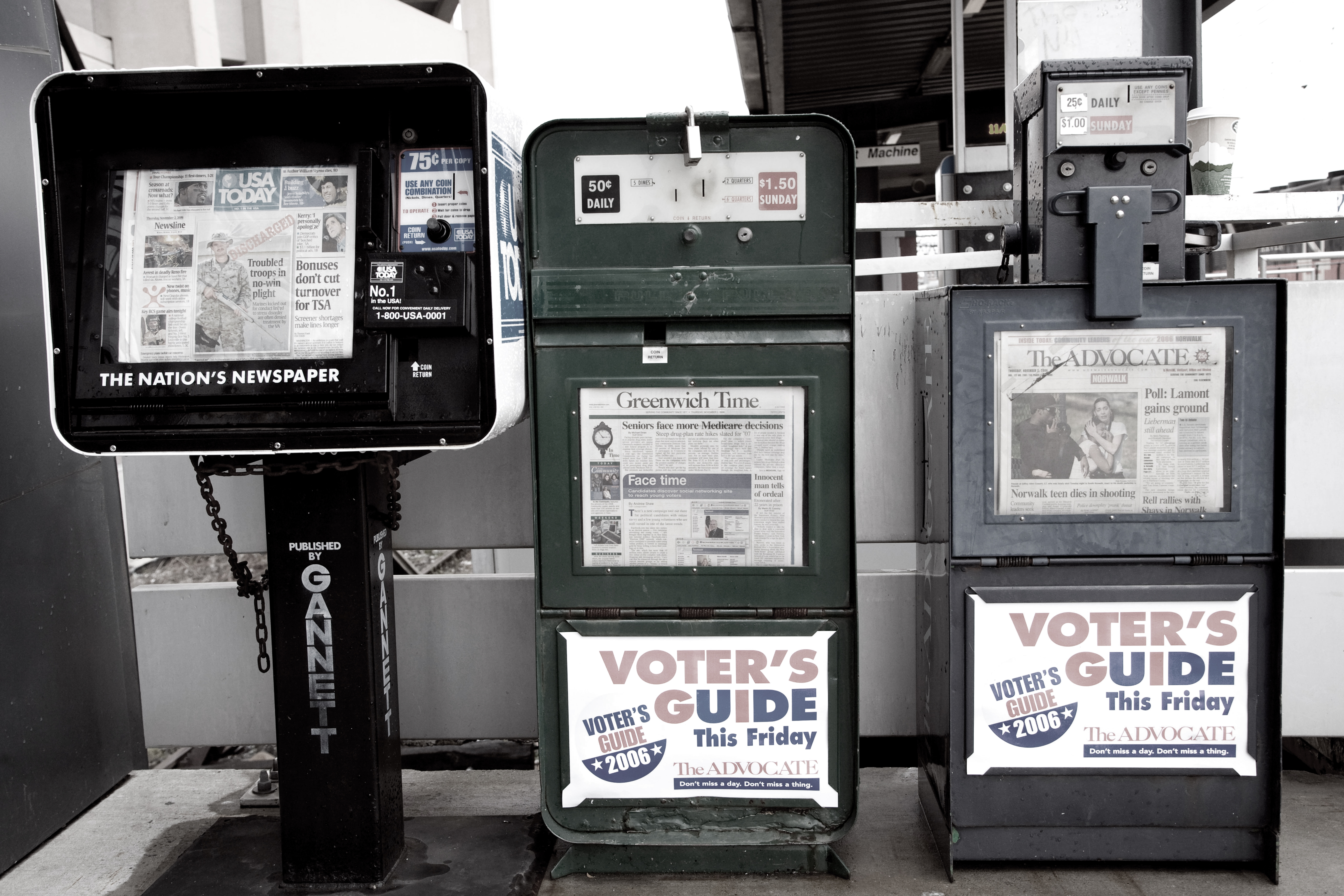 Newspaper boxes.