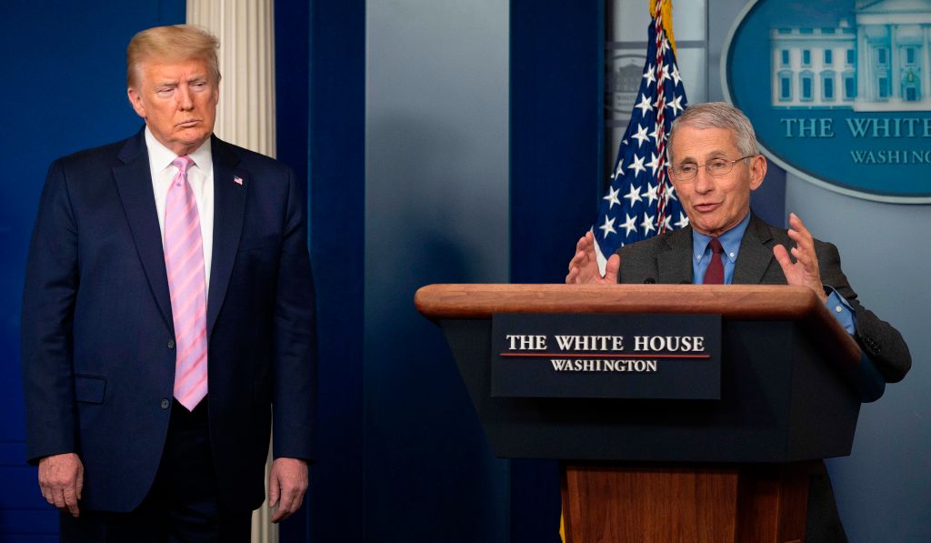 Dr. Anthony Fauci and Donald Trump.
