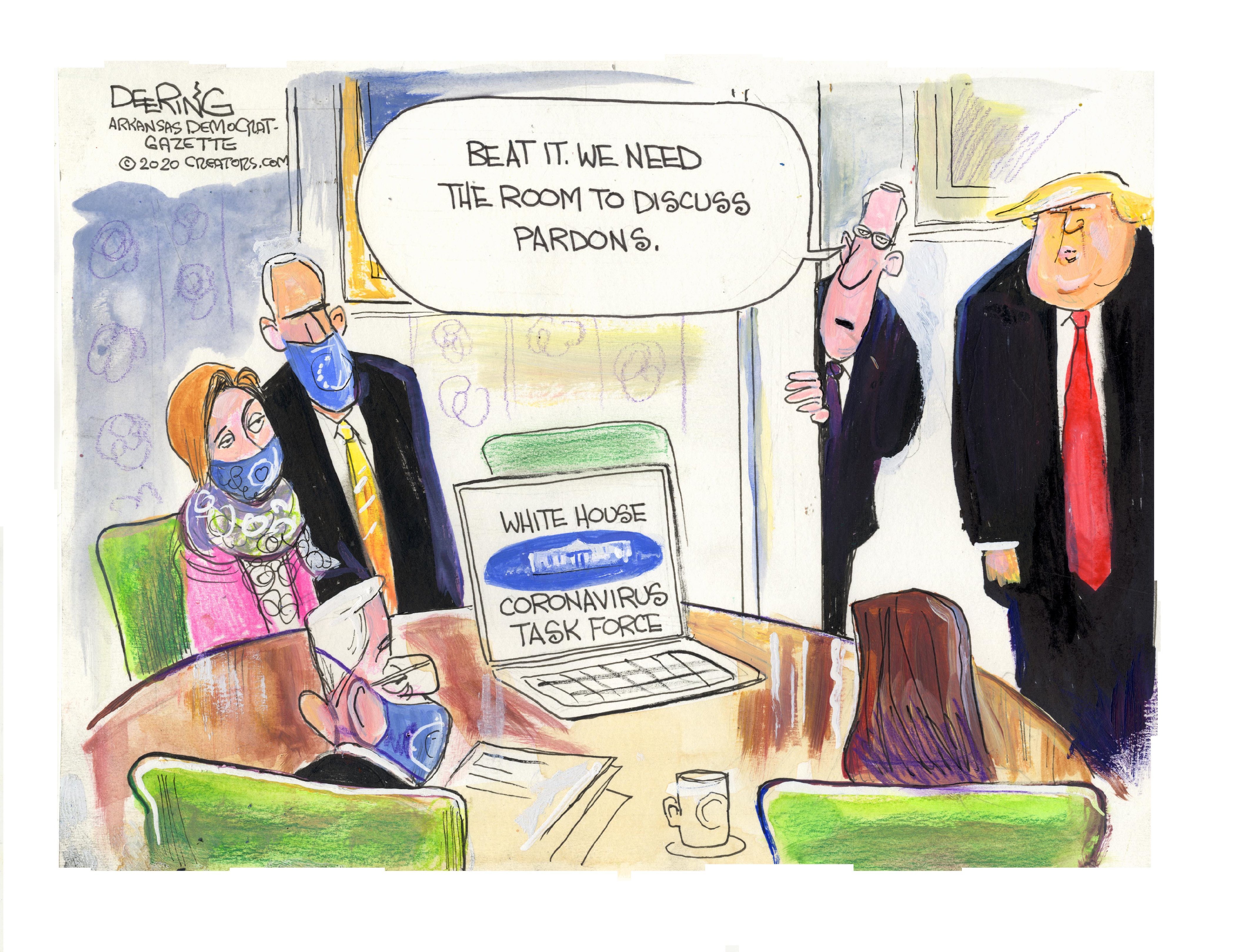 Political Cartoon U.S. Trump pardons COVID