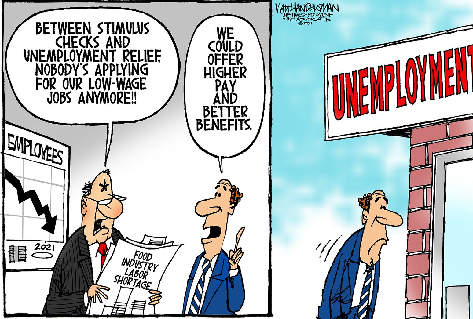 Editorial Cartoon U.S. unemployment covid wages