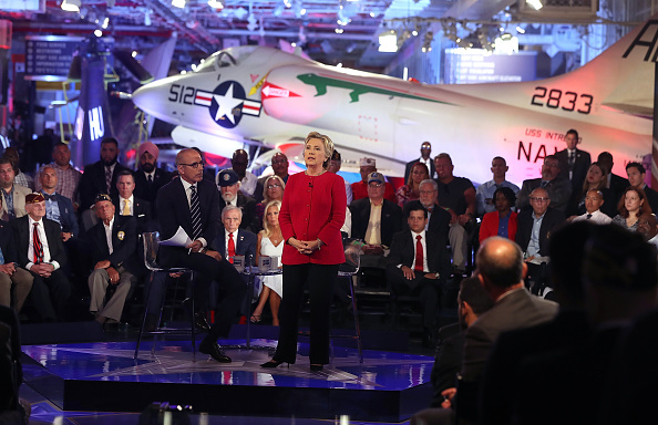 Hillary Clinton speaks during the Commander-in-Chief Forum in New York City.