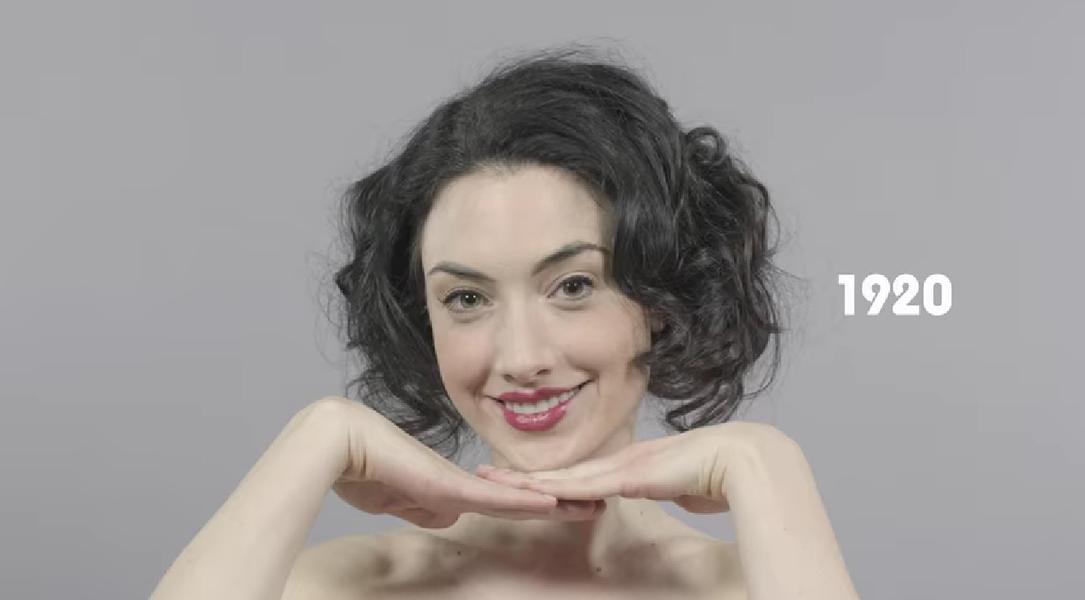 Watch a model show off a century of hair and makeup styles in 1 minute