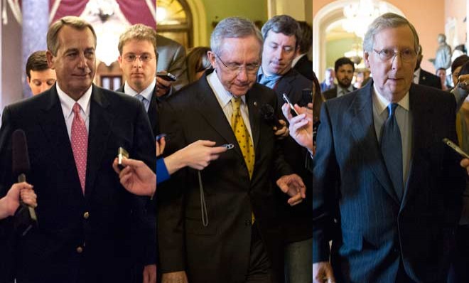 House Speaker John Boehner, Senate Majority Leader Harry Reid, Senate Minority Leader Mitch McConnell