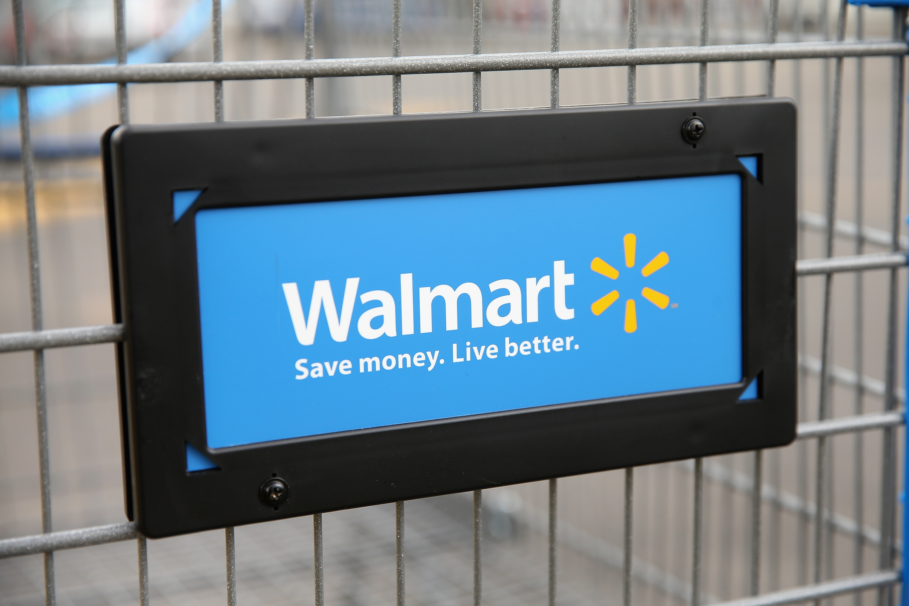 The Walmart logo is displayed on a cart in Chicago