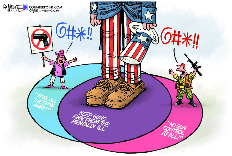 Editorial Cartoon U.S. left right gun control