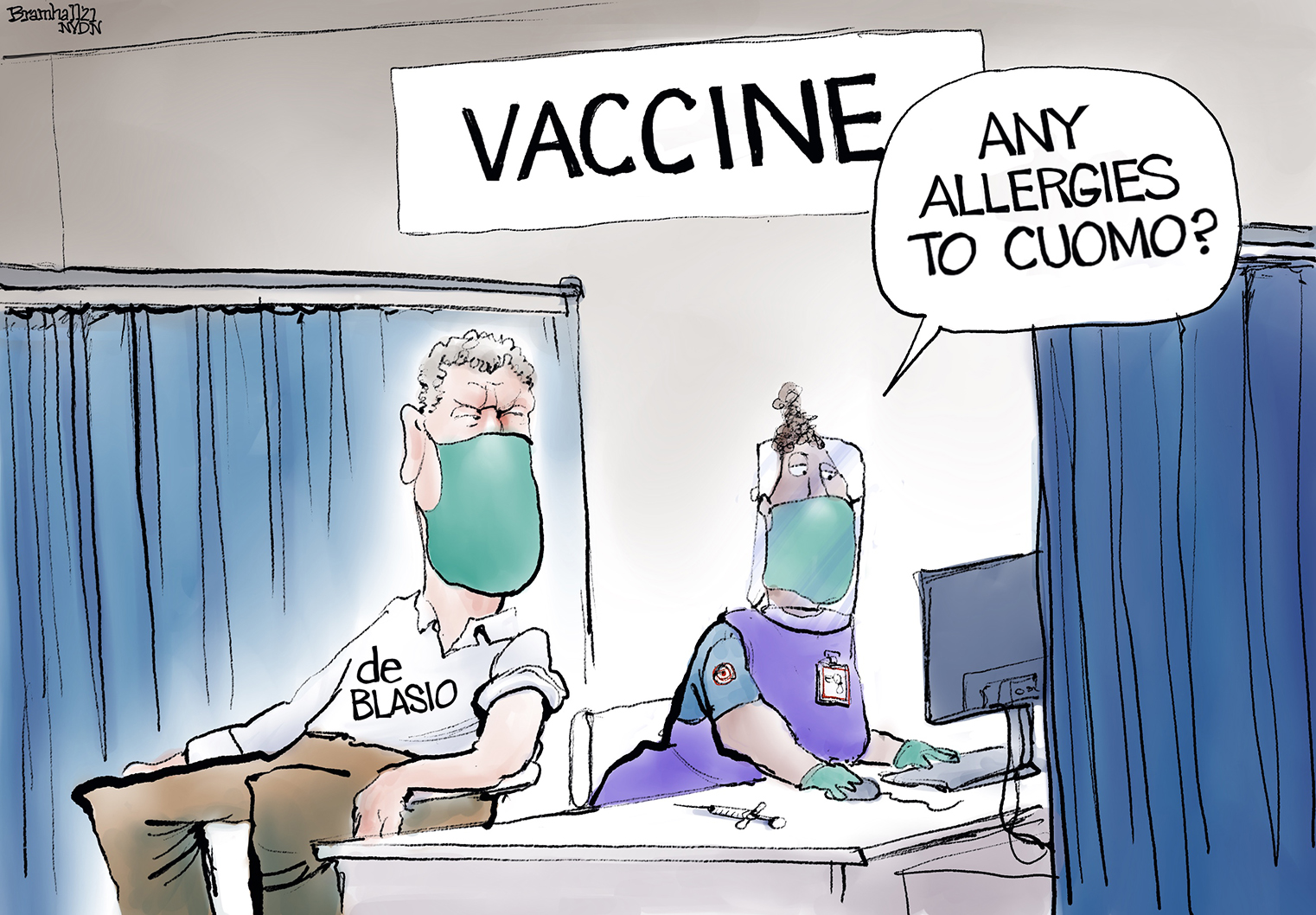 Political Cartoon U.S. de blasio cuomo covid vaccine