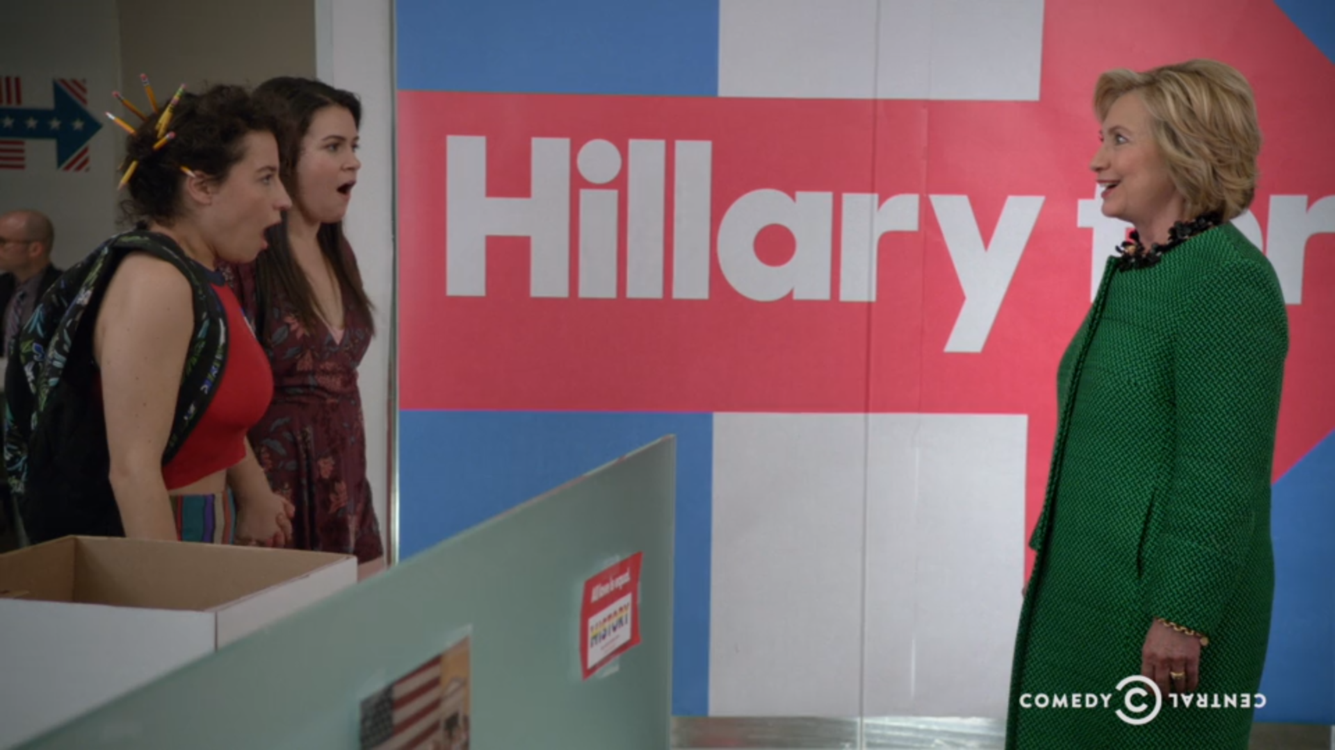 Hillary Clinton guest stars on Comedy Central. 