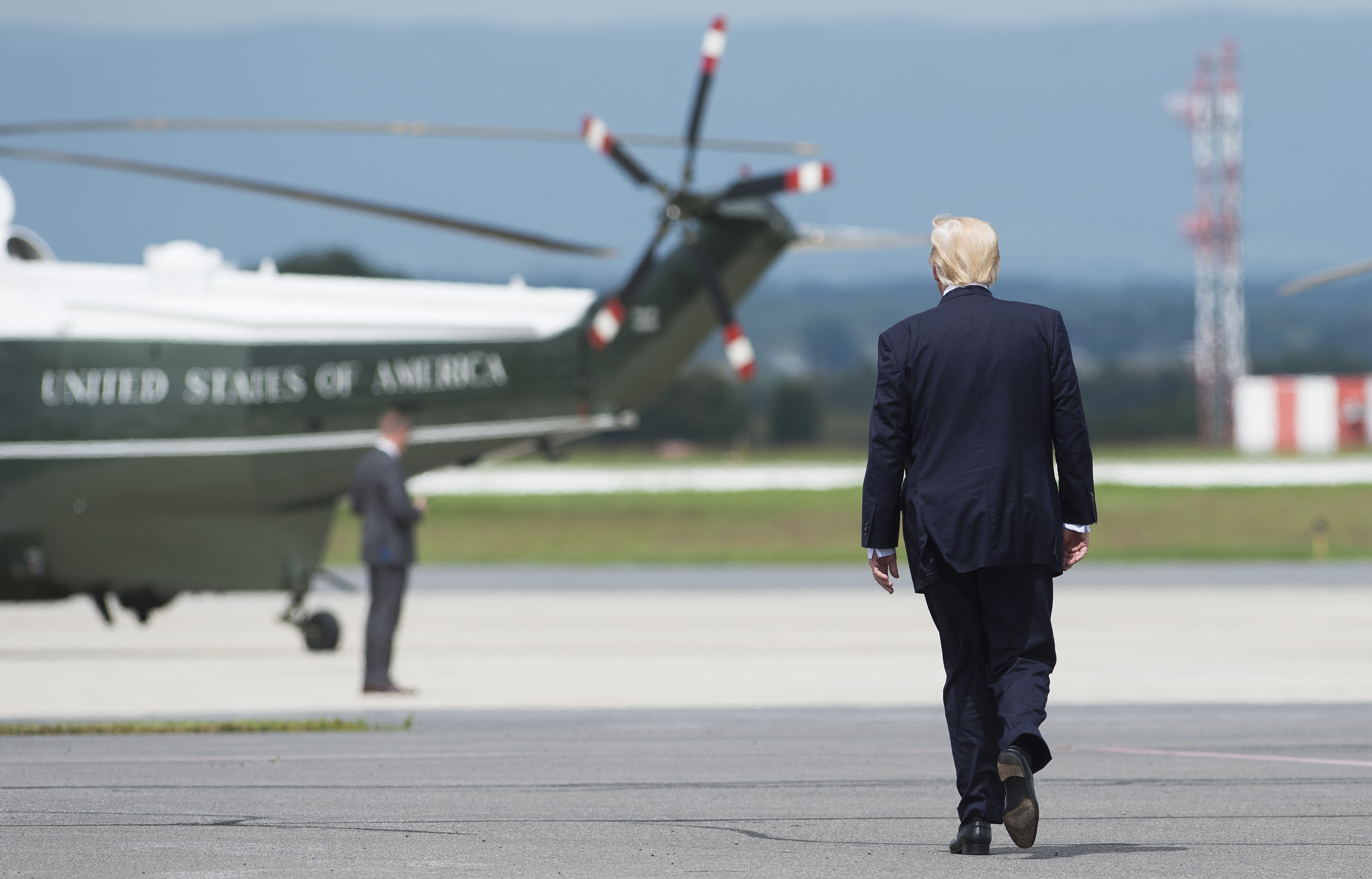 President Trump walks to Marine One